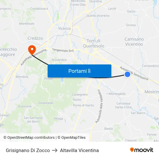 Grisignano Di Zocco to Altavilla Vicentina map