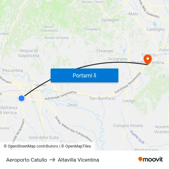 Aeroporto Catullo to Altavilla Vicentina map