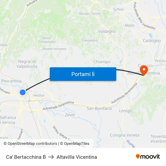 Ca' Bertacchina B to Altavilla Vicentina map