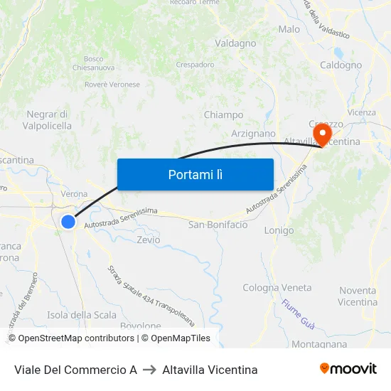 Viale Del Commercio A to Altavilla Vicentina map