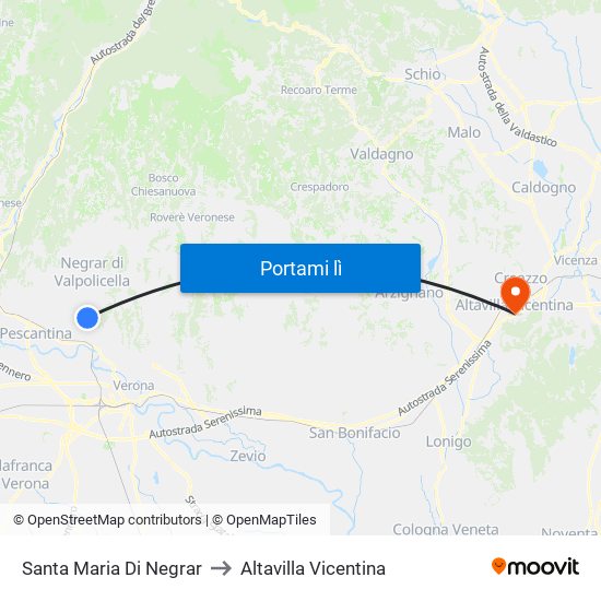 Santa Maria Di Negrar to Altavilla Vicentina map