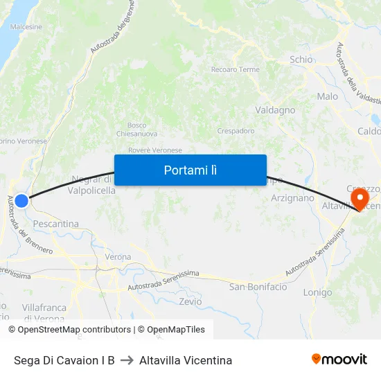 Sega Di Cavaion I B to Altavilla Vicentina map