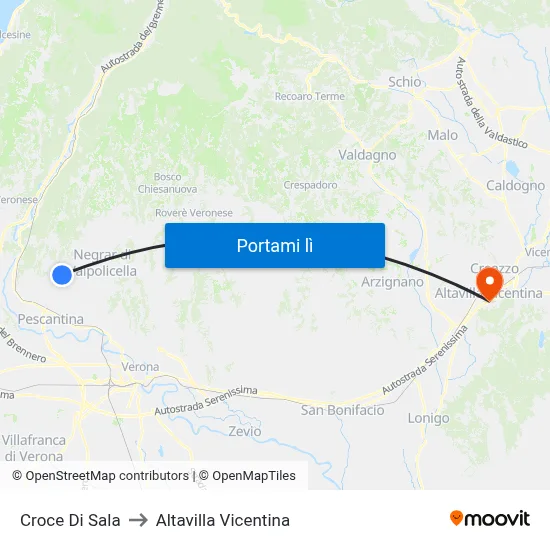Croce Di Sala to Altavilla Vicentina map