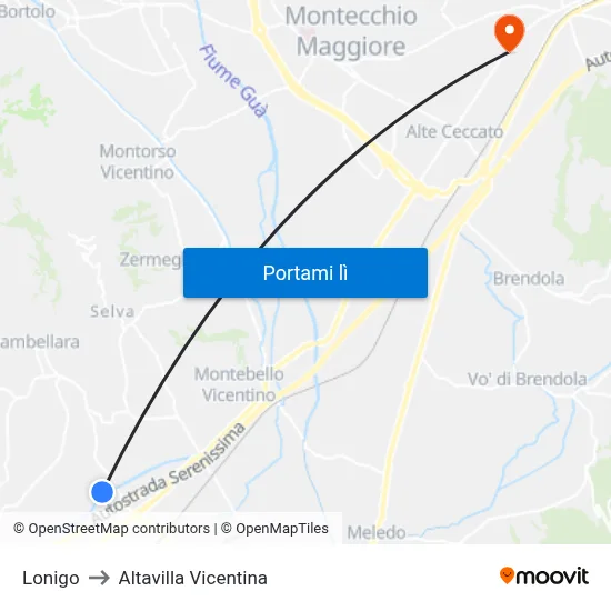 Lonigo to Altavilla Vicentina map