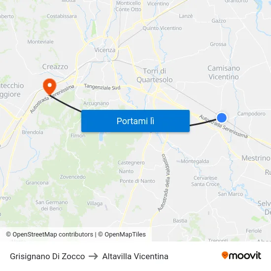 Grisignano Di Zocco to Altavilla Vicentina map