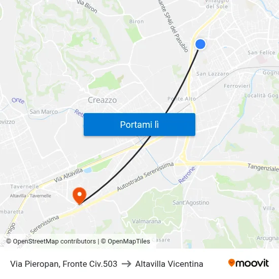 Via Pieropan, Fronte Civ.503 to Altavilla Vicentina map