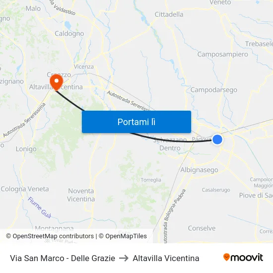 Via San Marco - Delle Grazie to Altavilla Vicentina map