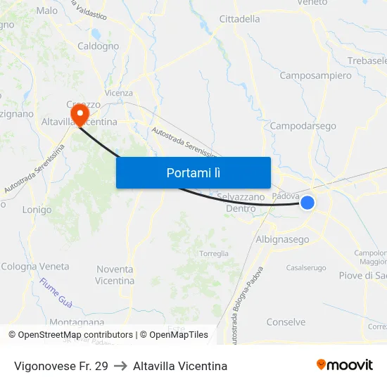 Vigonovese Fr. 29 to Altavilla Vicentina map