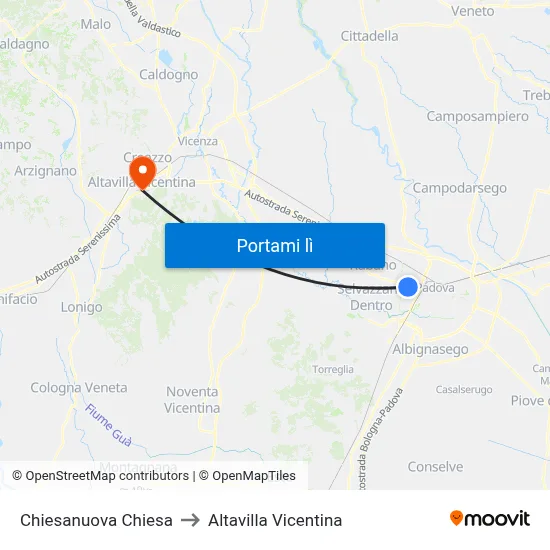 Chiesanuova Chiesa to Altavilla Vicentina map