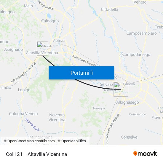 Colli 21 to Altavilla Vicentina map