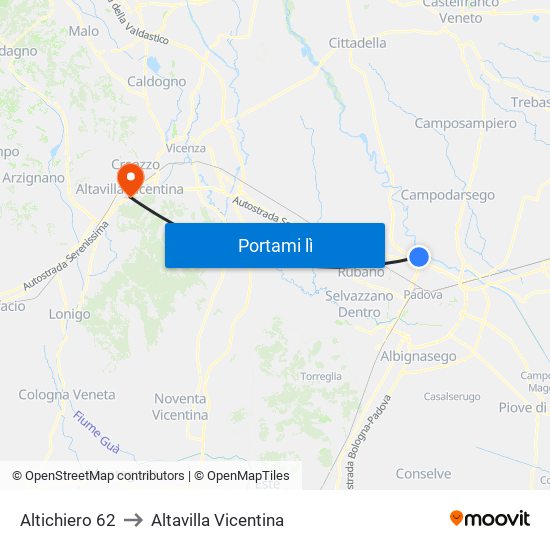 Altichiero 62 to Altavilla Vicentina map