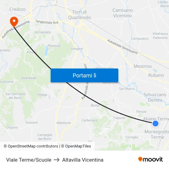 Viale Terme/Scuole to Altavilla Vicentina map