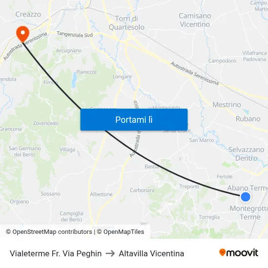 Vialeterme Fr. Via Peghin to Altavilla Vicentina map
