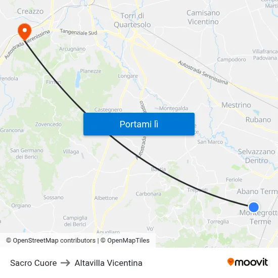 Sacro Cuore to Altavilla Vicentina map