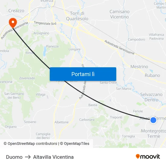 Duomo to Altavilla Vicentina map
