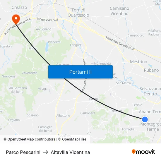 Parco Pescarini to Altavilla Vicentina map