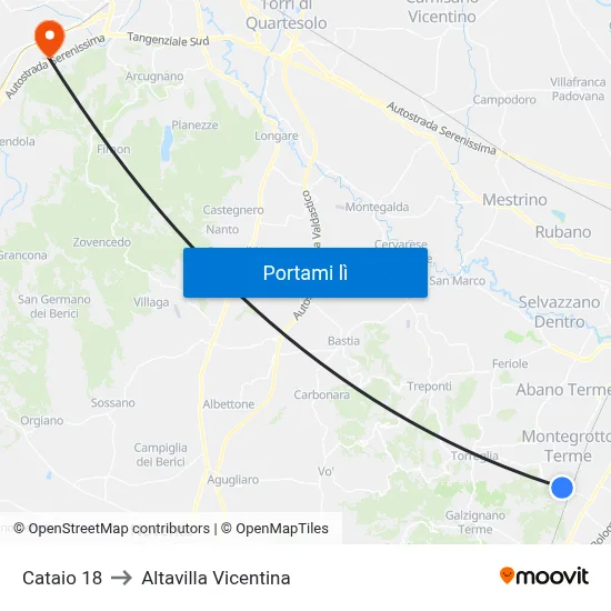 Cataio 18 to Altavilla Vicentina map