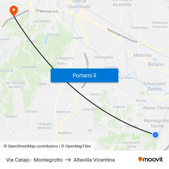 Via Catajo - Montegrotto to Altavilla Vicentina map
