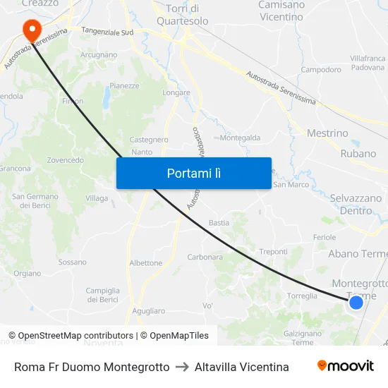 Roma Fr Duomo Montegrotto to Altavilla Vicentina map