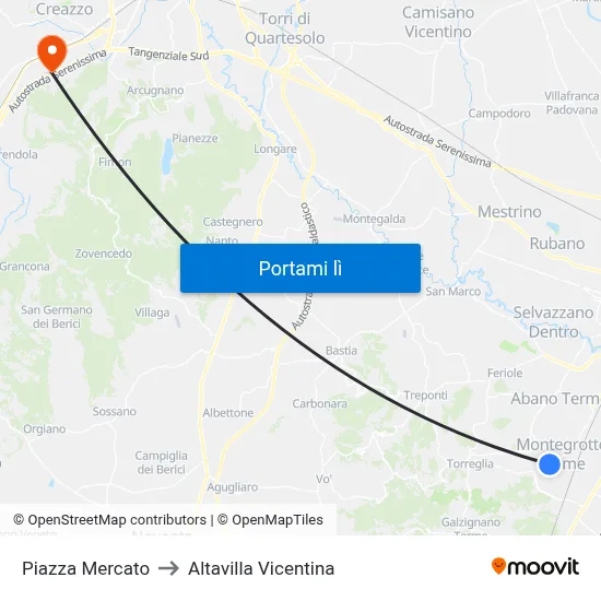 Piazza Mercato to Altavilla Vicentina map