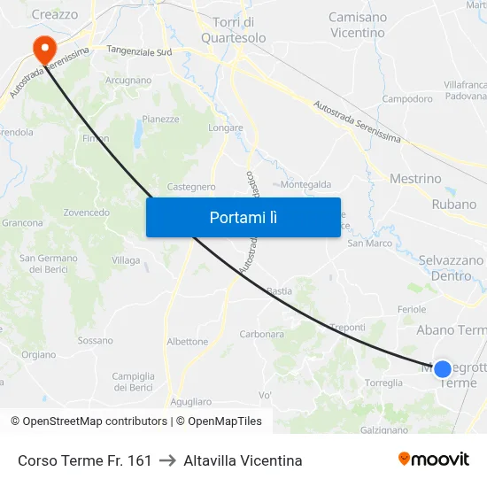 Corso Terme Fr. 161 to Altavilla Vicentina map