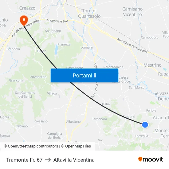 Tramonte Fr. 67 to Altavilla Vicentina map
