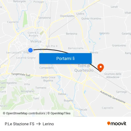 P.Le Stazione FS to Lerino map