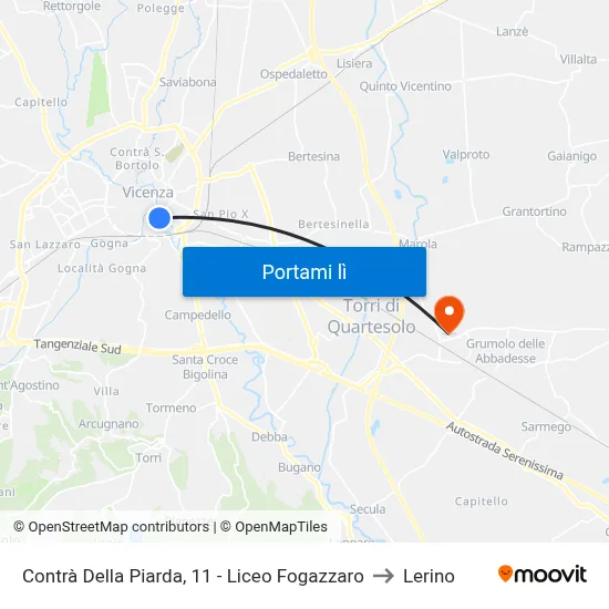 Contrà Della Piarda, 11 - Liceo Fogazzaro to Lerino map