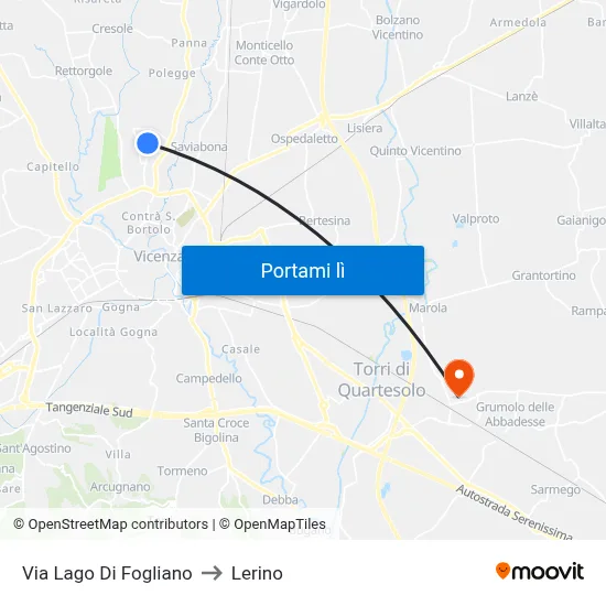Via Lago Di Fogliano to Lerino map