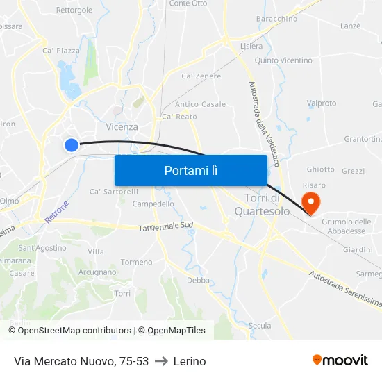 Via Mercato Nuovo, 75-53 to Lerino map