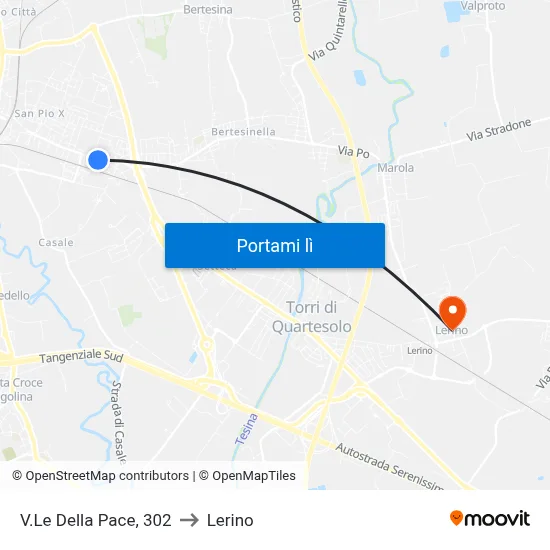 V.Le Della Pace, 302 to Lerino map