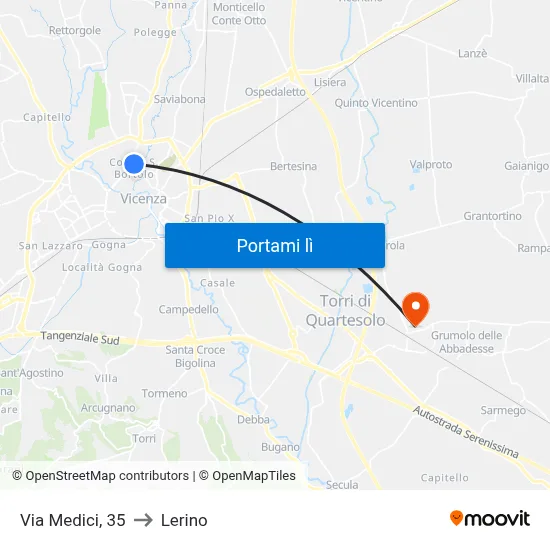 Via Medici, 35 to Lerino map