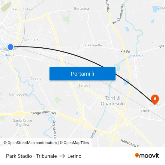 Park Stadio - Tribunale to Lerino map