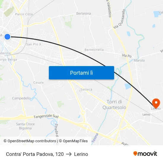 Contra' Porta Padova, 120 to Lerino map