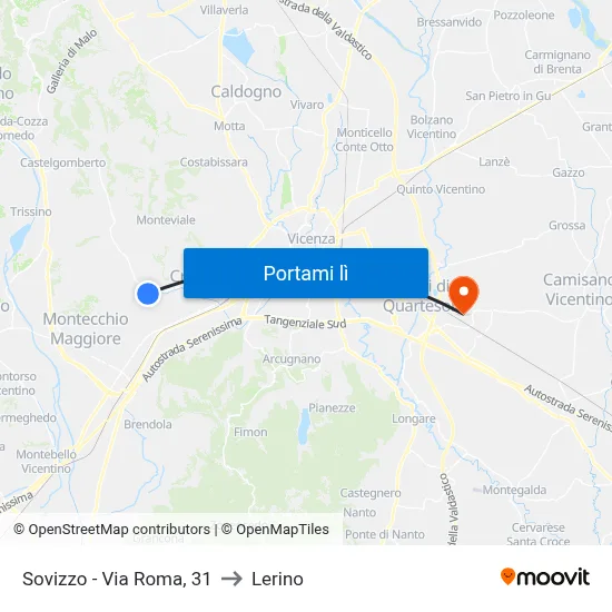 Sovizzo - Via Roma, 31 to Lerino map