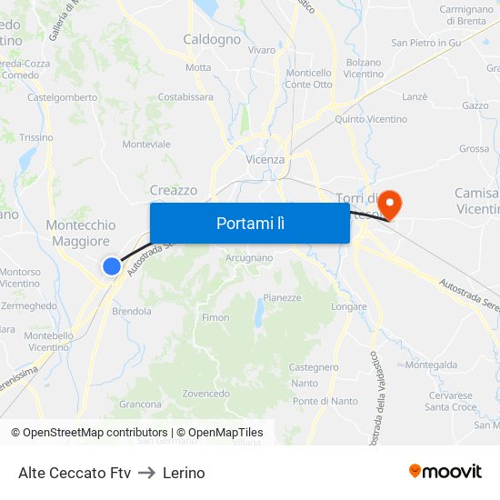 Alte Ceccato Ftv to Lerino map
