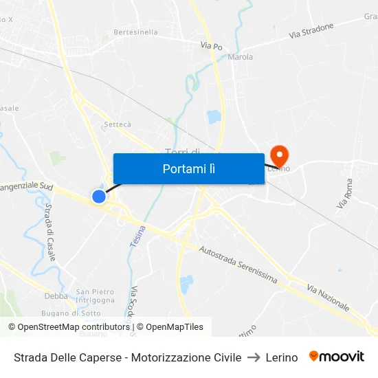 Strada Delle Caperse - Motorizzazione Civile to Lerino map