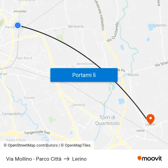 Via Mollino - Parco Città to Lerino map