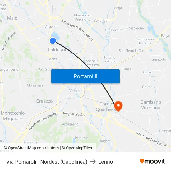 Via Pomaroli - Nordest (Capolinea) to Lerino map