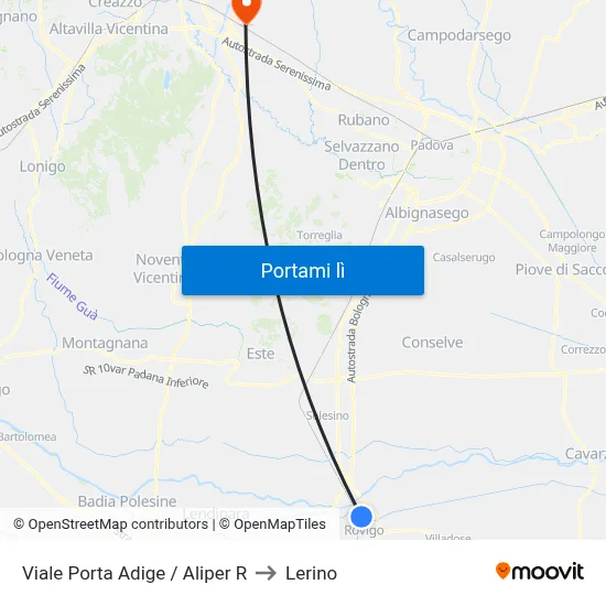 Viale Porta Adige / Aliper R to Lerino map