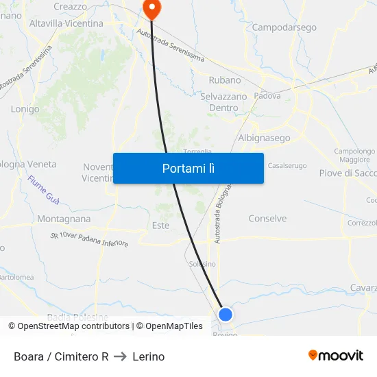 Boara / Cimitero R to Lerino map
