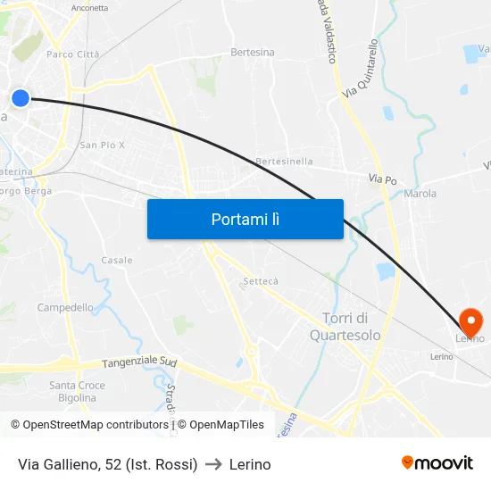 Via Gallieno, 52 (Ist. Rossi) to Lerino map