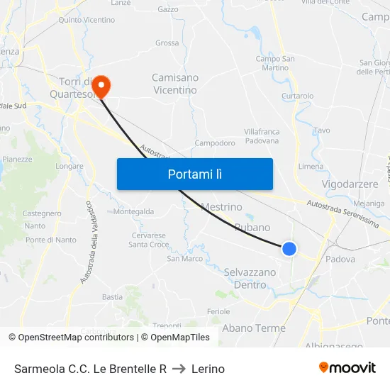 Sarmeola C.C. Le Brentelle R to Lerino map