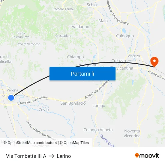 Via Tombetta III A to Lerino map