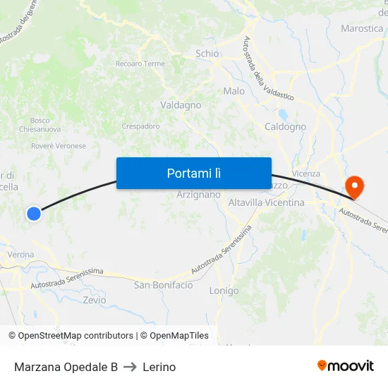 Marzana Opedale B to Lerino map