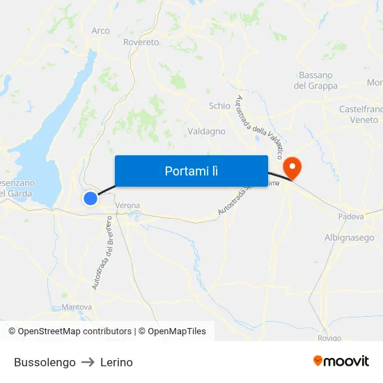 Bussolengo to Lerino map