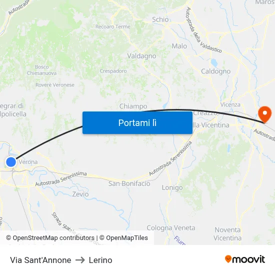 Via Sant'Annone to Lerino map