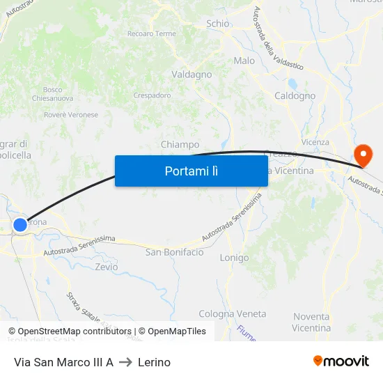 Via San Marco III A to Lerino map