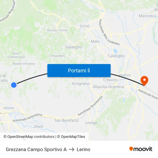 Grezzana Campo Sportivo A to Lerino map