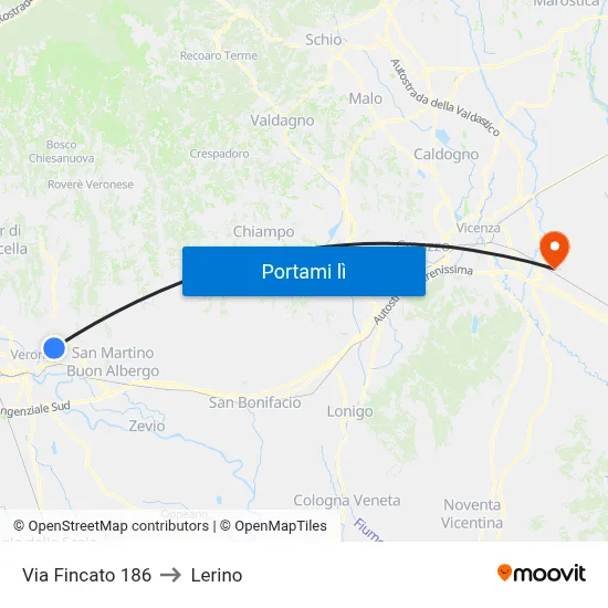 Via Fincato 186 to Lerino map
